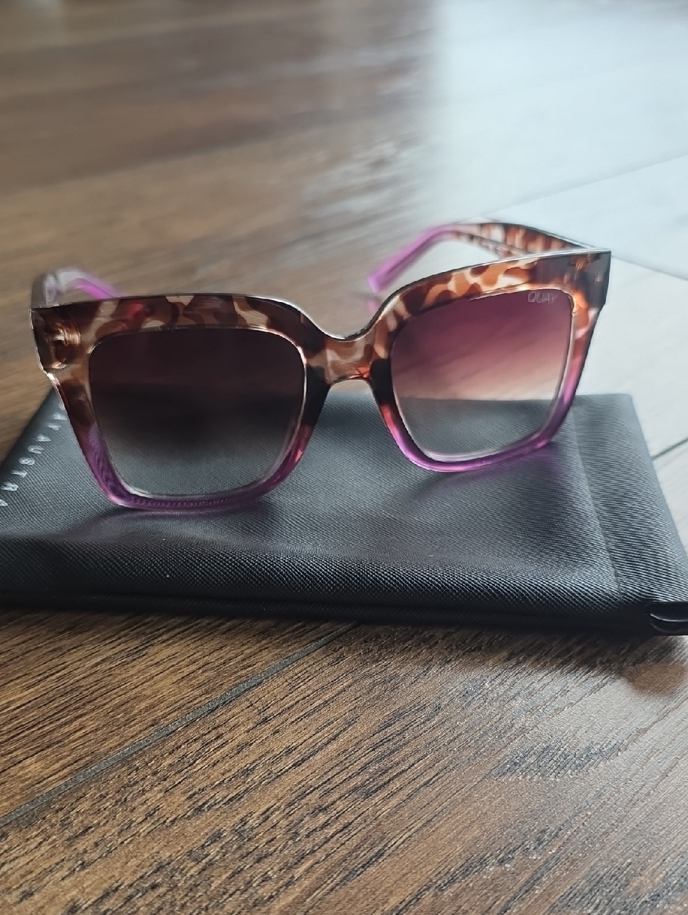 Quay Australia "ICY" Purple Ombre Tortoiseshell Square Sunglasses